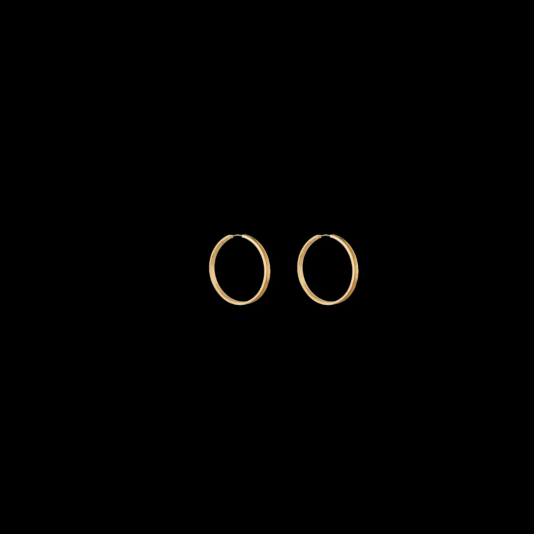 Large Flat Hoops – 18ct Solid Yellow Gold