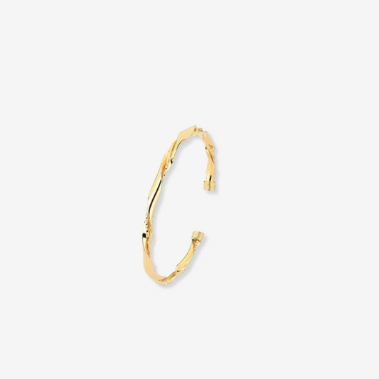 Textured Cuff Bangle in Solid 18ct Yellow Gold