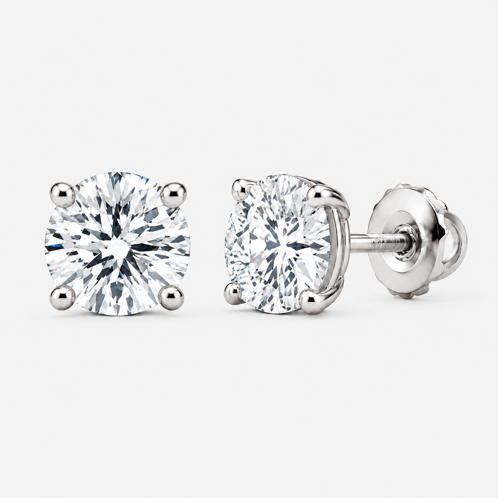 Lab-Grown Diamond Round Cut Claw Stud Earrings