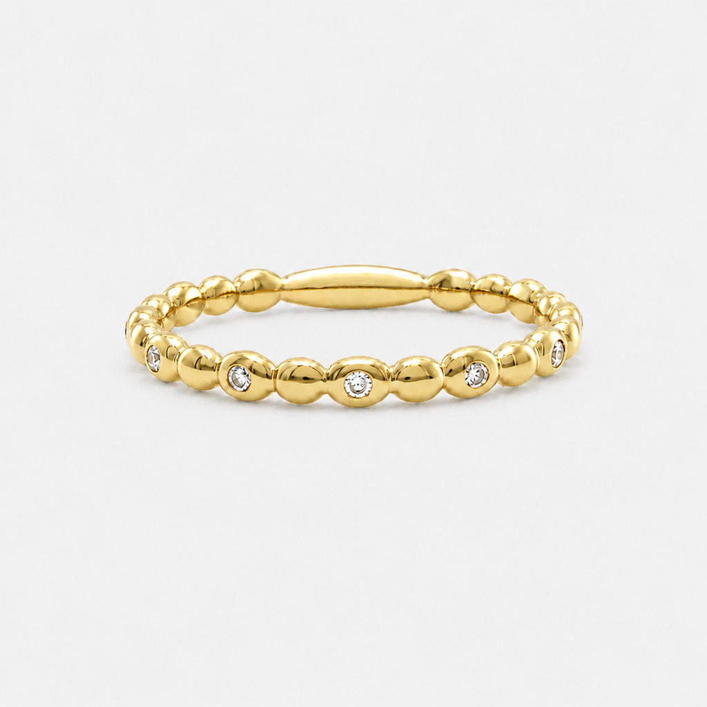 Lab-Grown Diamond Round Cut Band Ring - 9ct Yellow Gold