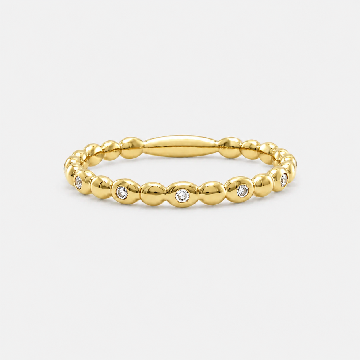 Lab-Grown Diamond Round Cut Band Ring - 9ct Yellow Gold