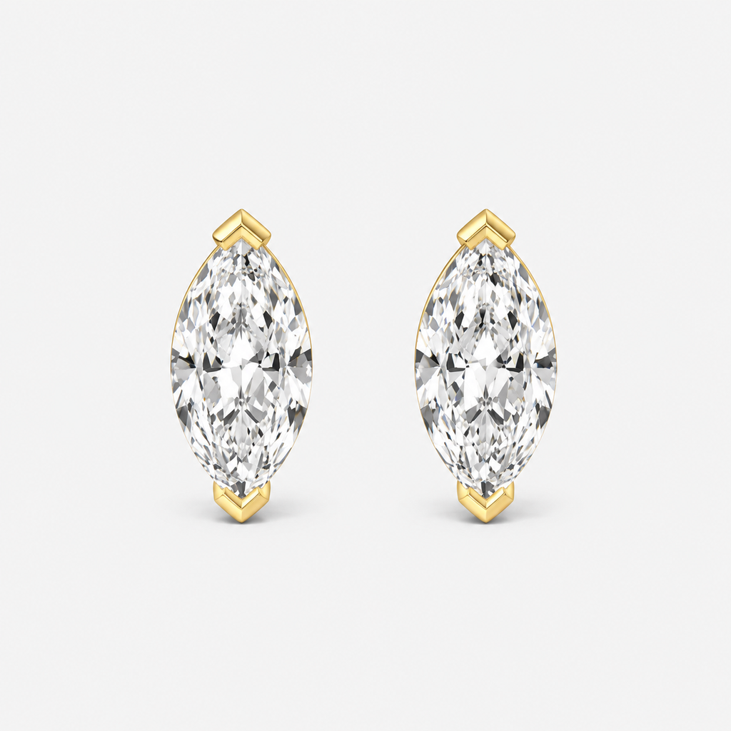 Lab-Grown Diamond Marquise Cut Claw Stud Earrings