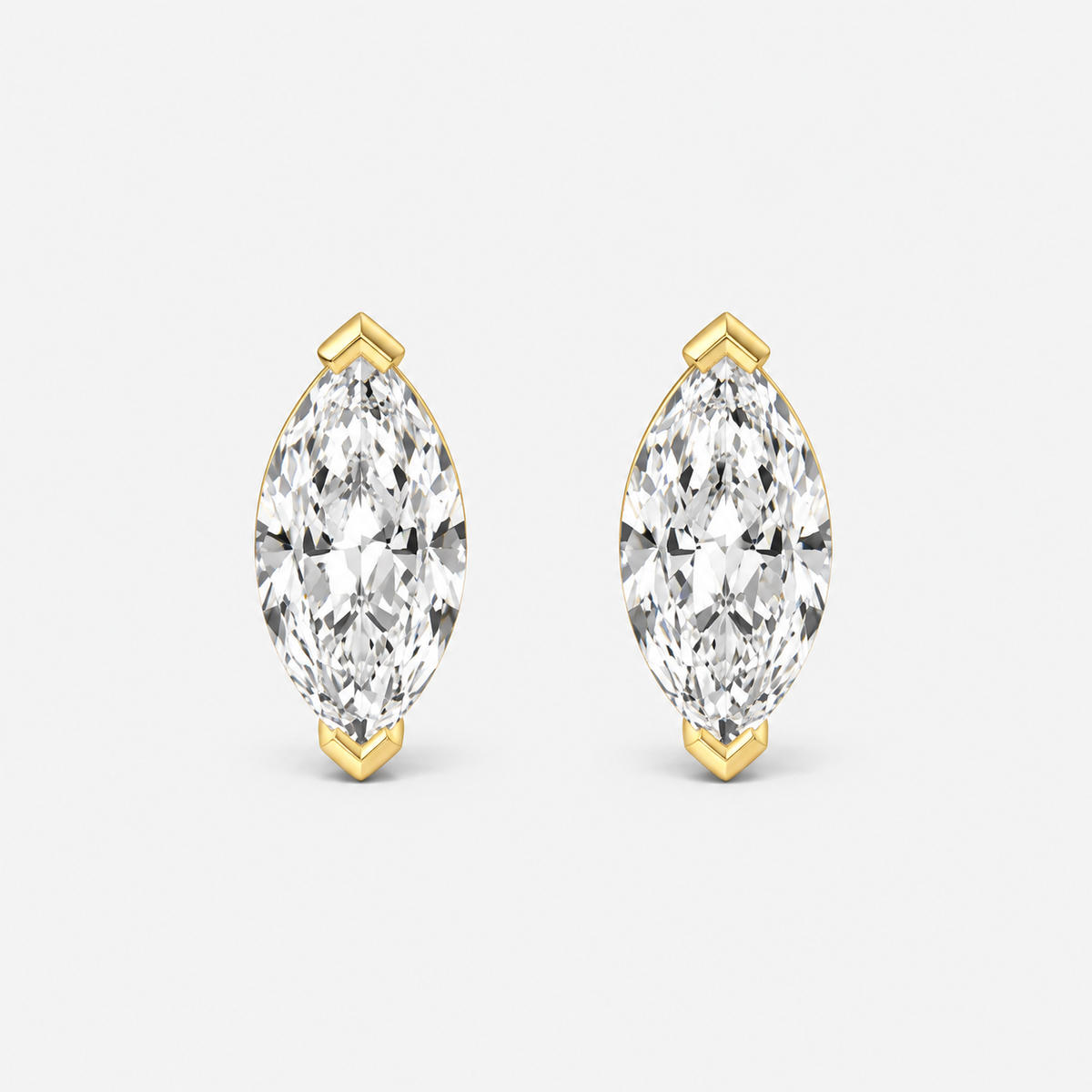 Lab-Grown Diamond Marquise Cut Claw Stud Earrings