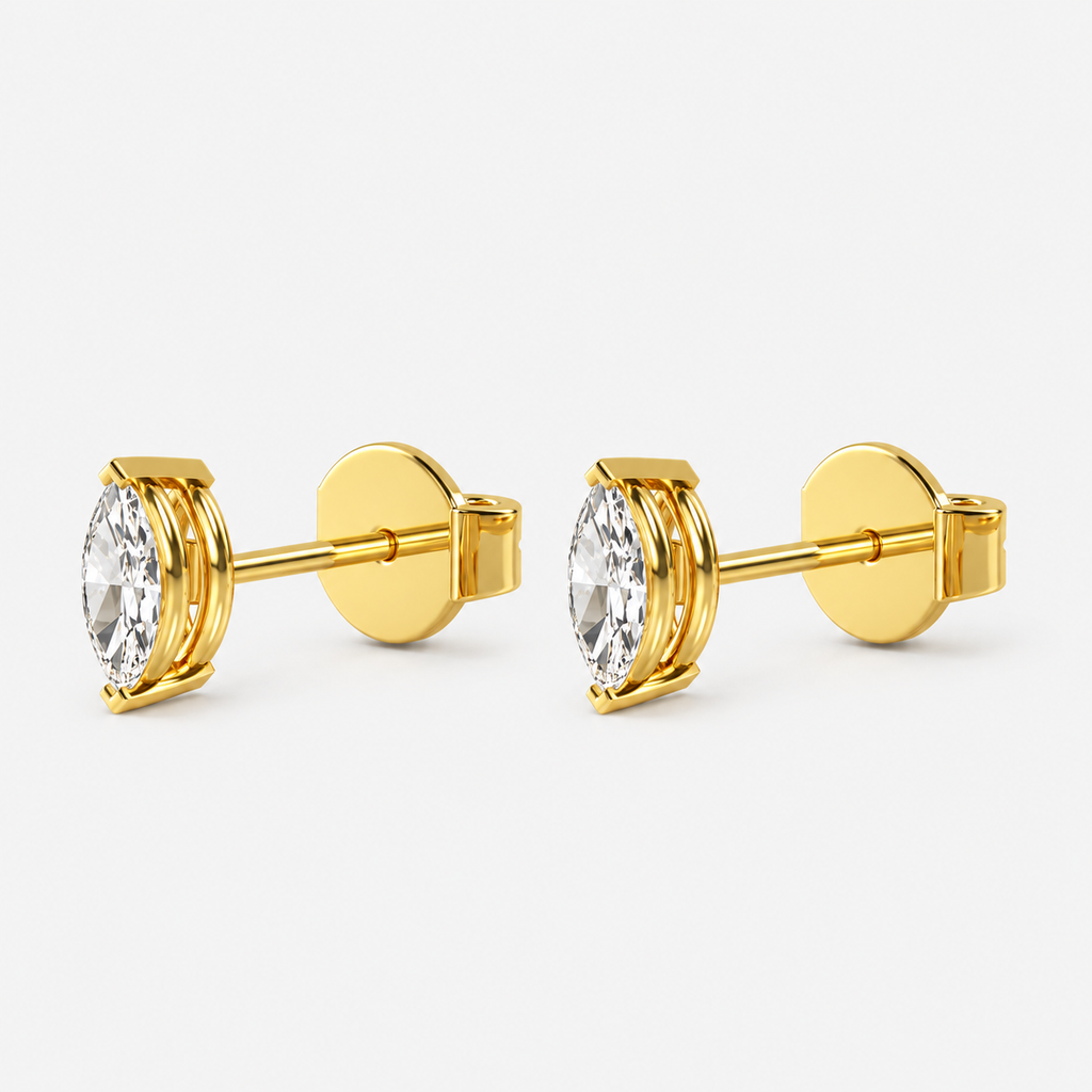 Lab-Grown Diamond Marquise Cut Claw Stud Earrings