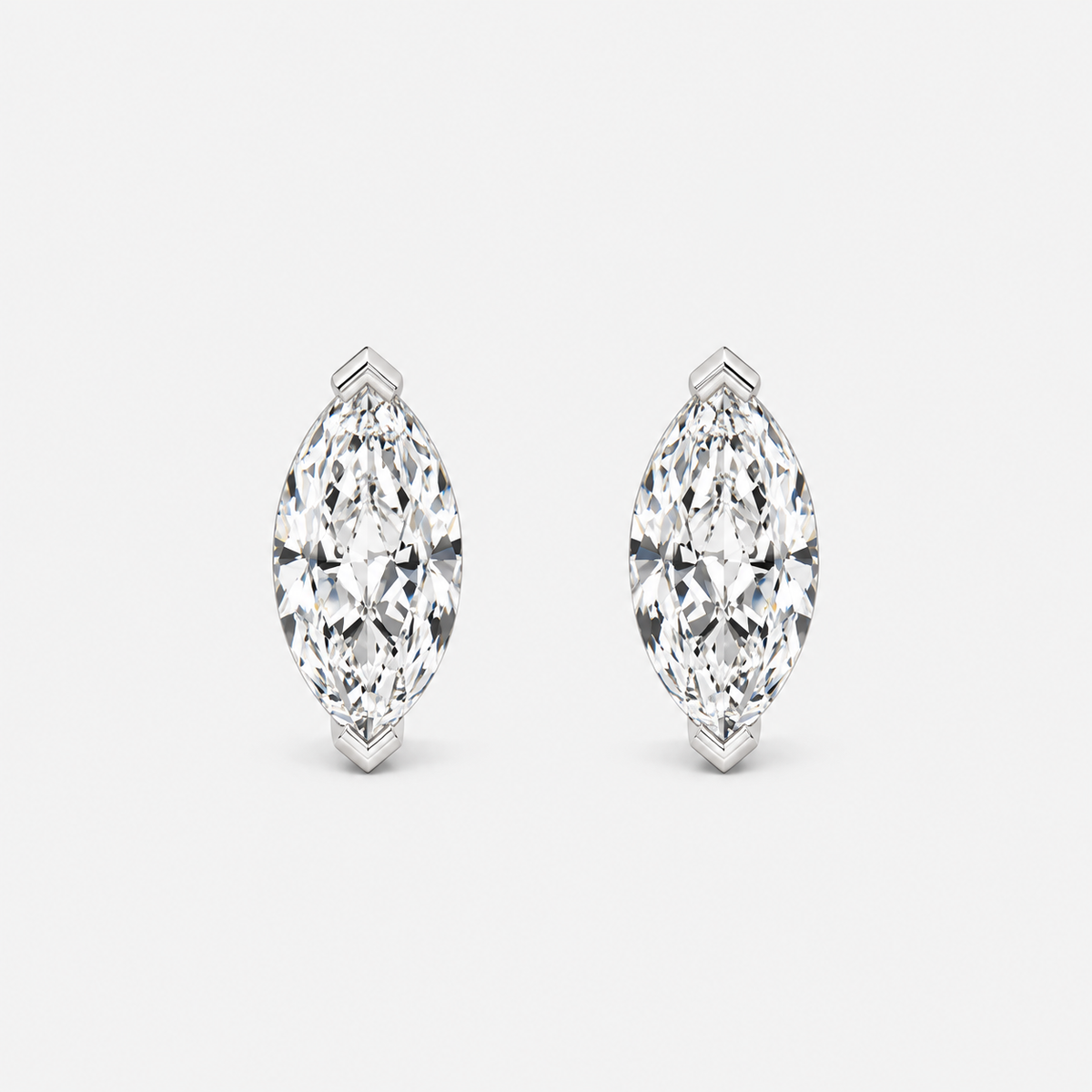 Lab-Grown Diamond Marquise Cut Claw Stud Earrings