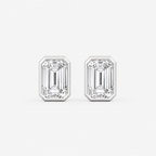 Lab-Grown Diamond Emerald Cut Bezel Stud Earrings