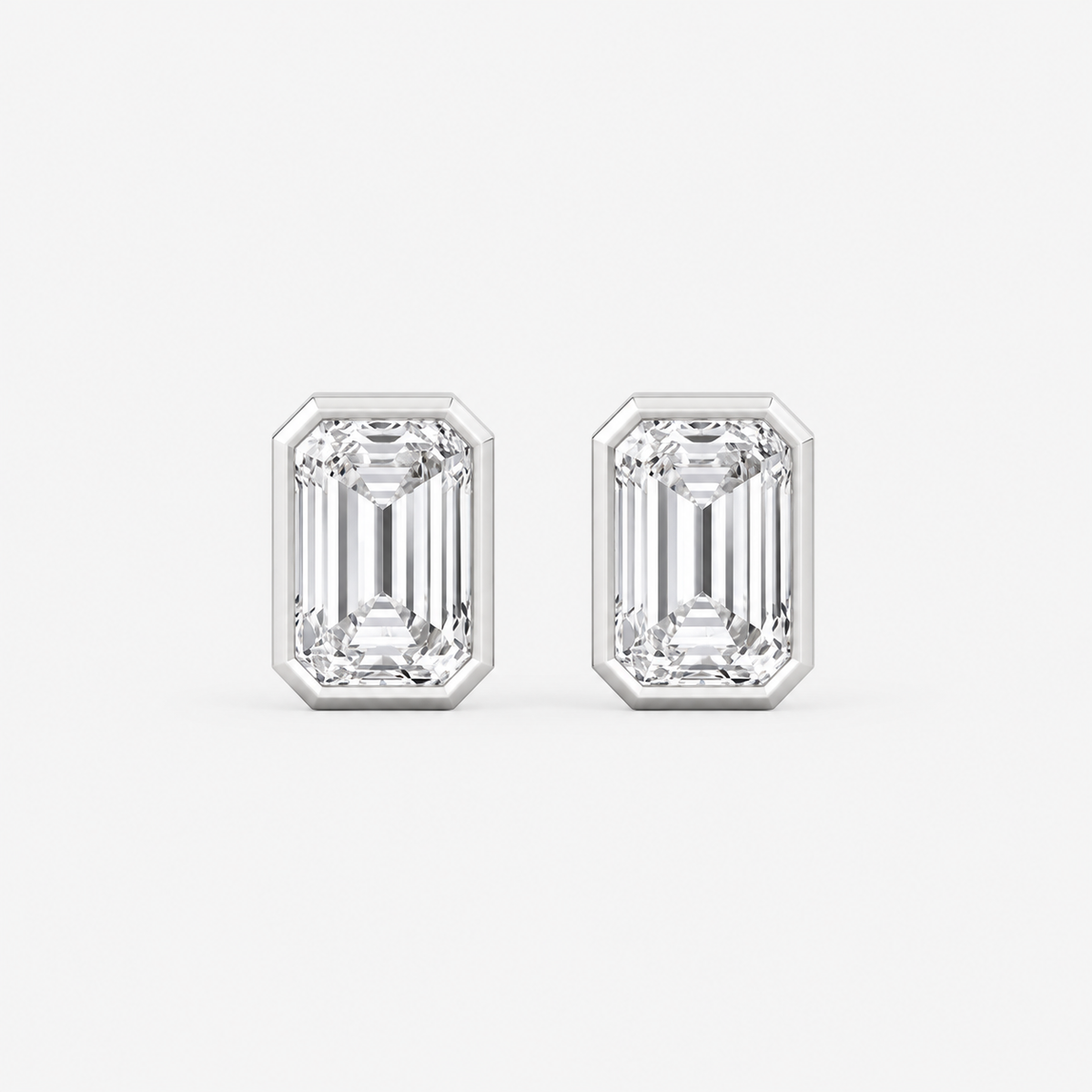 Lab-Grown Diamond Emerald Cut Bezel Stud Earrings