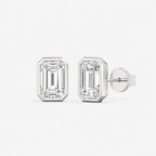 Lab-Grown Diamond Emerald Cut Bezel Stud Earrings