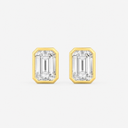Lab-Grown Diamond Emerald Cut Bezel Stud Earrings