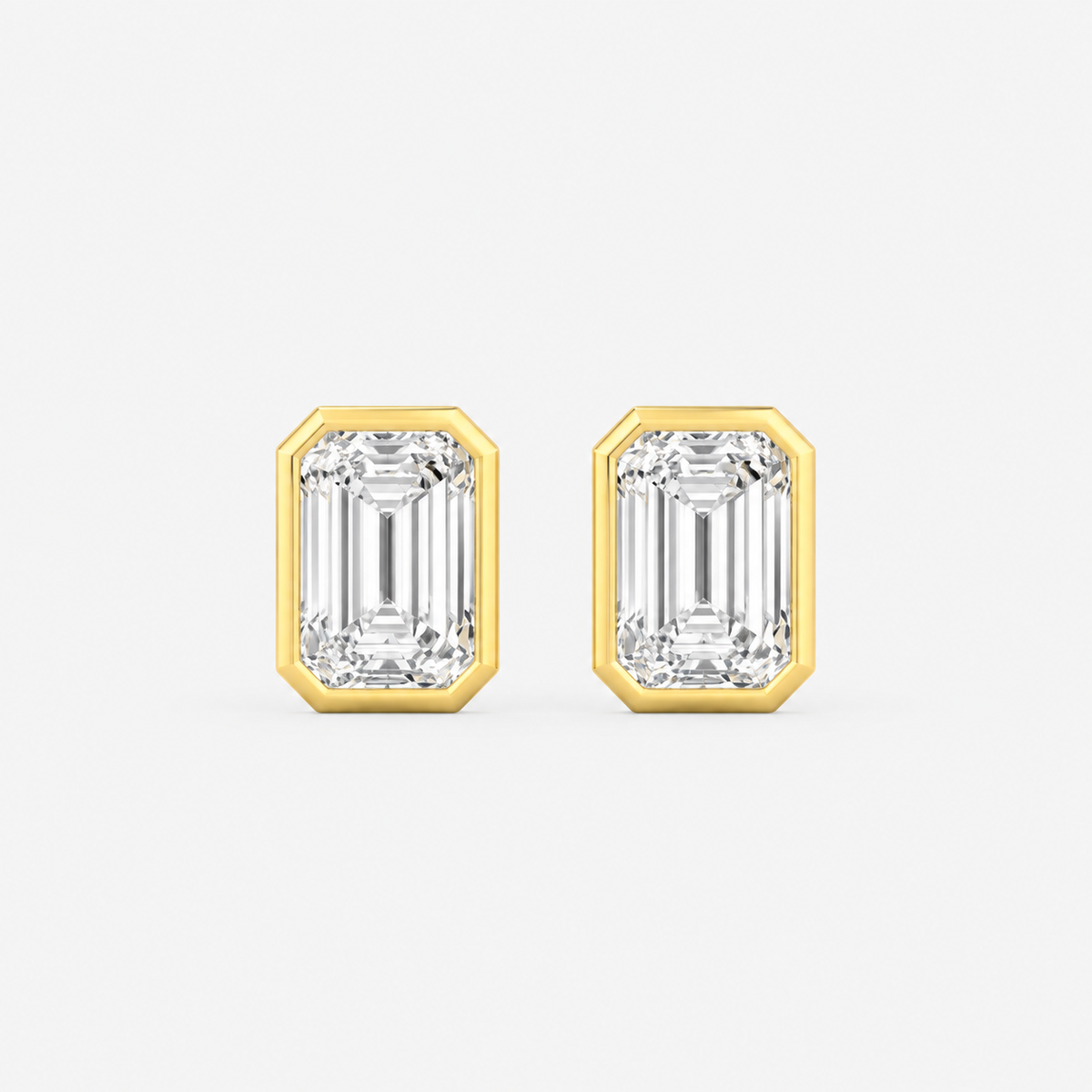 Lab-Grown Diamond Emerald Cut Bezel Stud Earrings