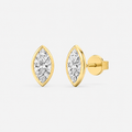 Lab-Grown Diamond Marquise Cut Bezel Stud Earrings