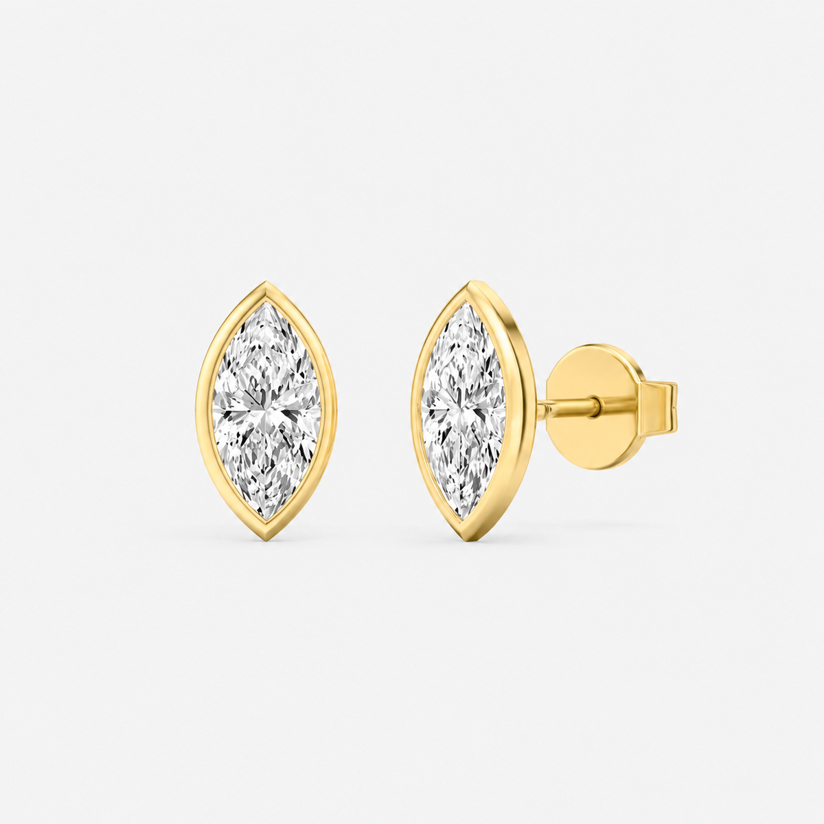 Lab-Grown Diamond Marquise Cut Bezel Stud Earrings