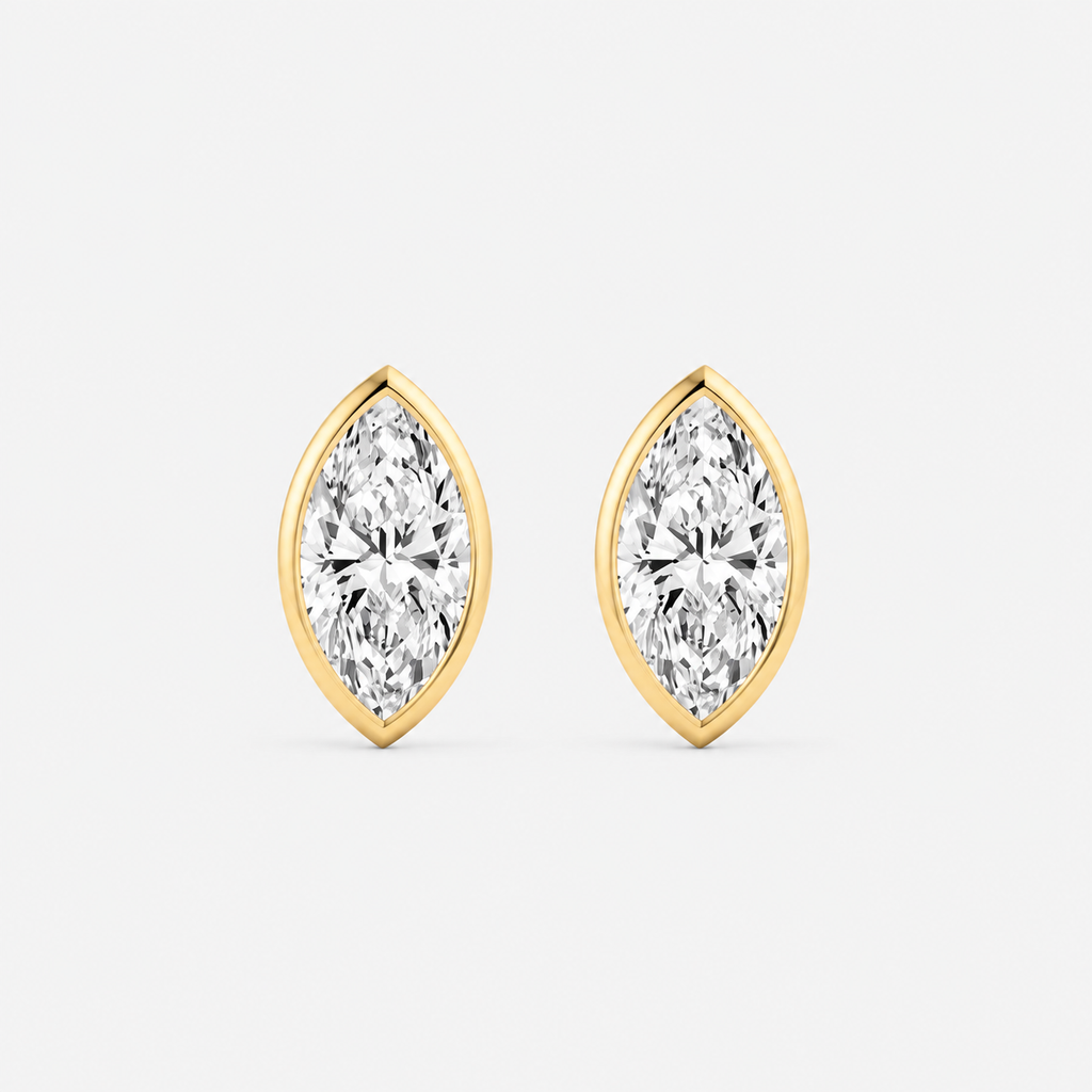 Lab-Grown Diamond Marquise Cut Bezel Stud Earrings