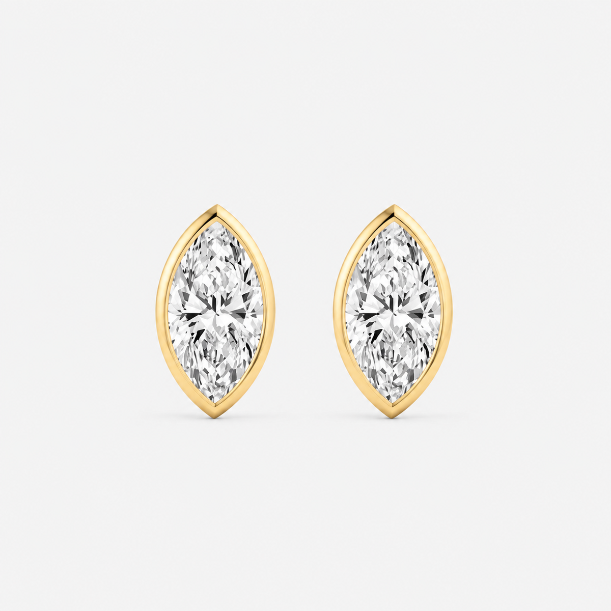 Lab-Grown Diamond Marquise Cut Bezel Stud Earrings