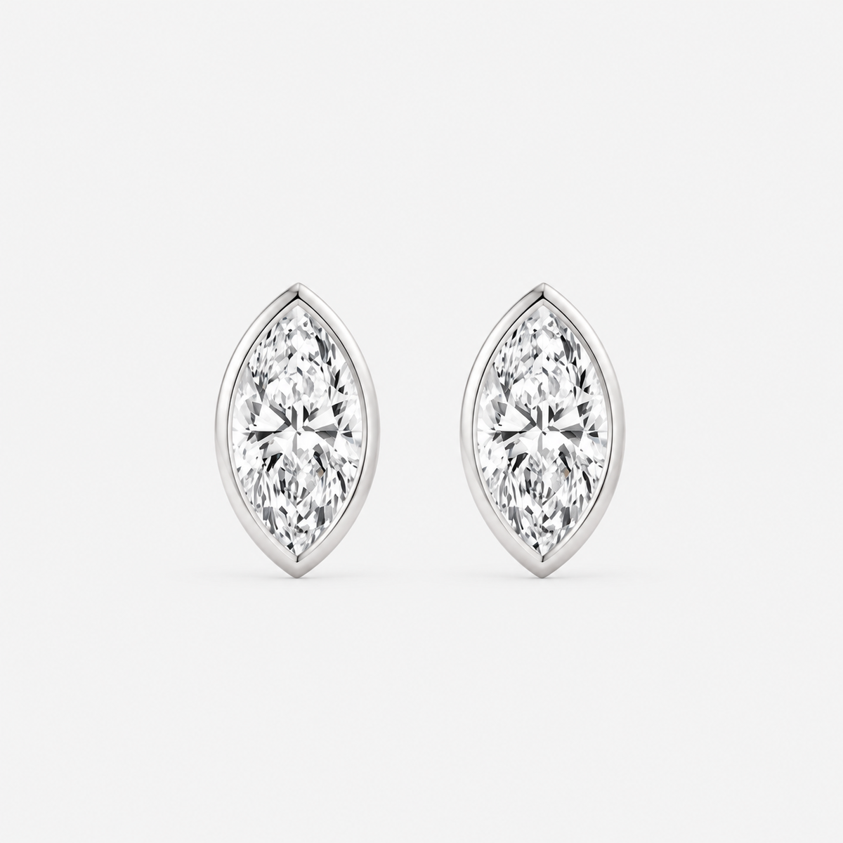 Lab-Grown Diamond Marquise Cut Bezel Stud Earrings