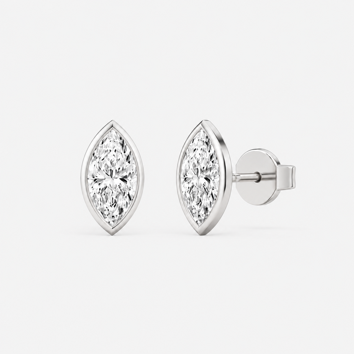 Lab-Grown Diamond Marquise Cut Bezel Stud Earrings