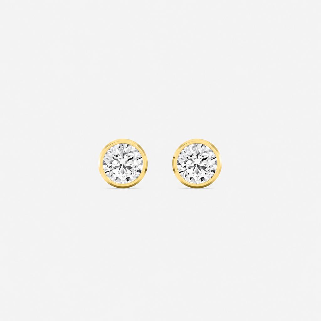 Lab-Grown Diamond Round Cut Bezel Stud Earrings