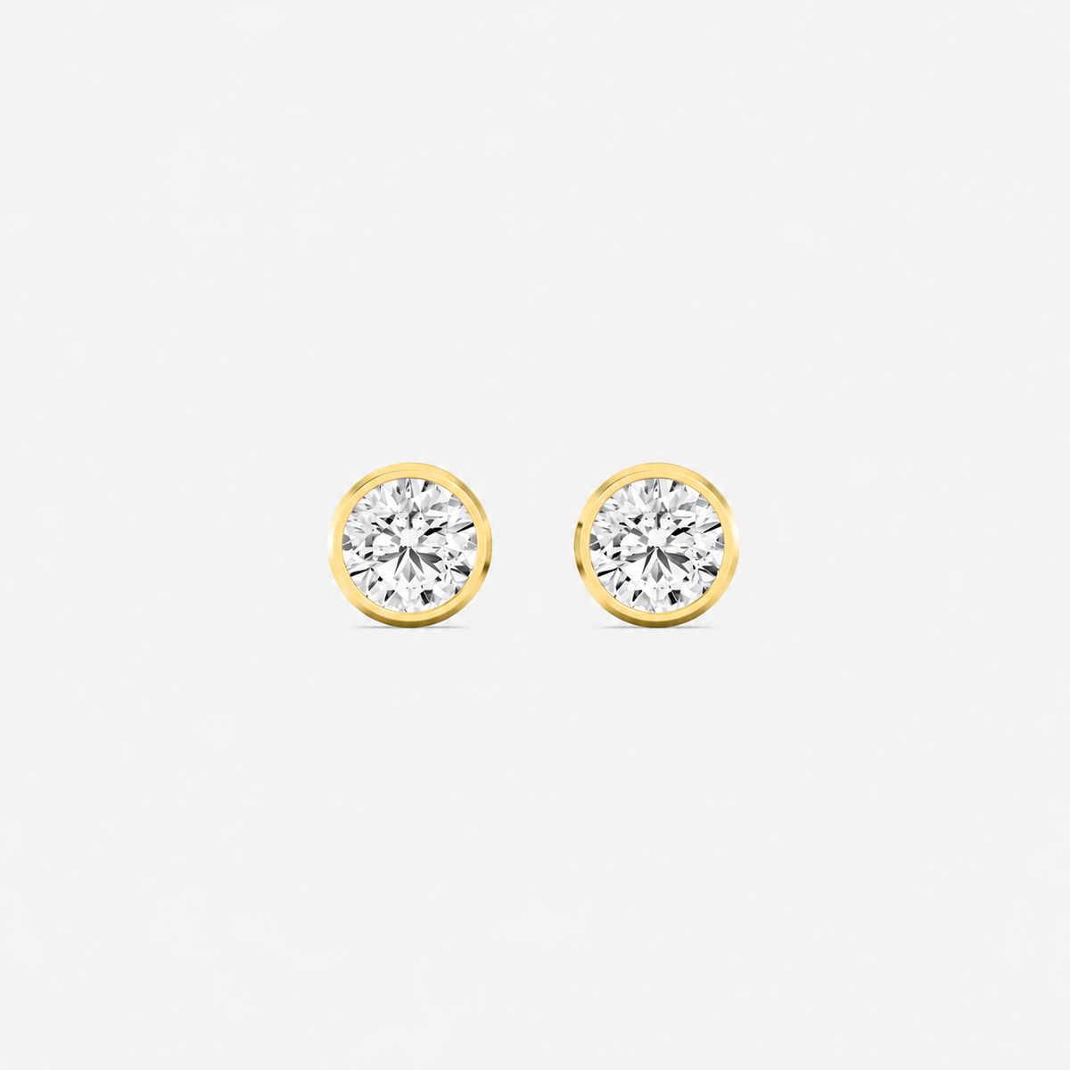 Lab-Grown Diamond Round Cut Bezel Stud Earrings