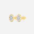 Lab-Grown Diamond Oval Cut Bezel Stud Earrings