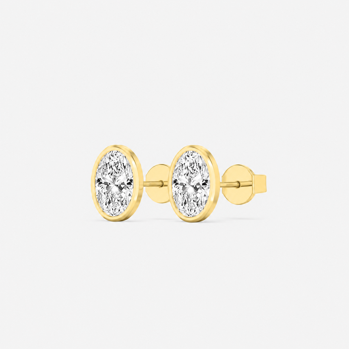Lab-Grown Diamond Oval Cut Bezel Stud Earrings