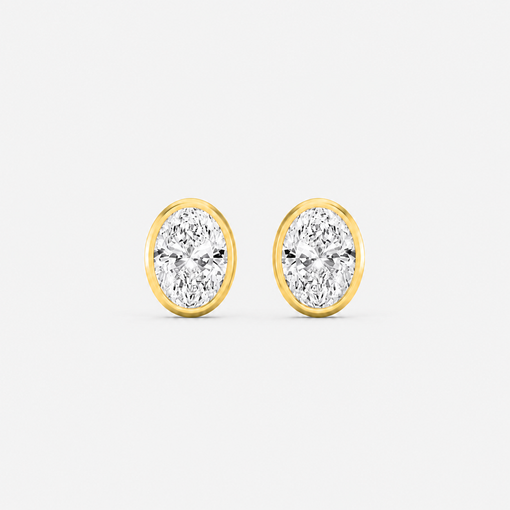Lab-Grown Diamond Oval Cut Bezel Stud Earrings