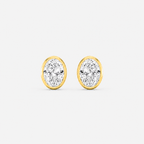 Lab-Grown Diamond Oval Cut Bezel Stud Earrings