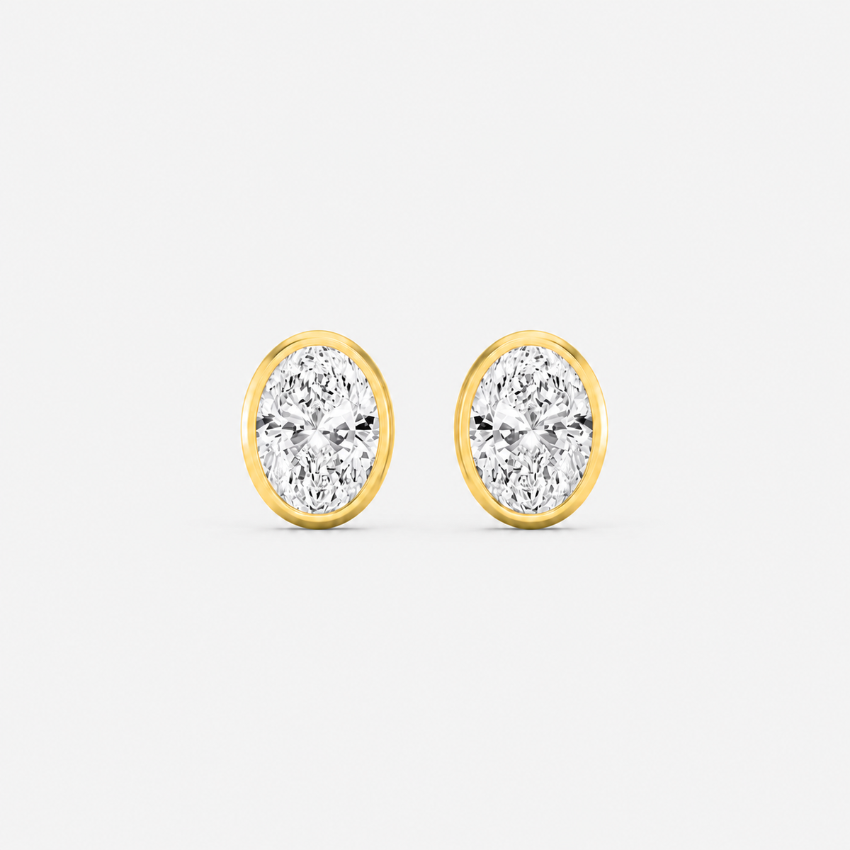 Lab-Grown Diamond Oval Cut Bezel Stud Earrings