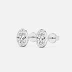 Lab-Grown Diamond Oval Cut Bezel Stud Earrings