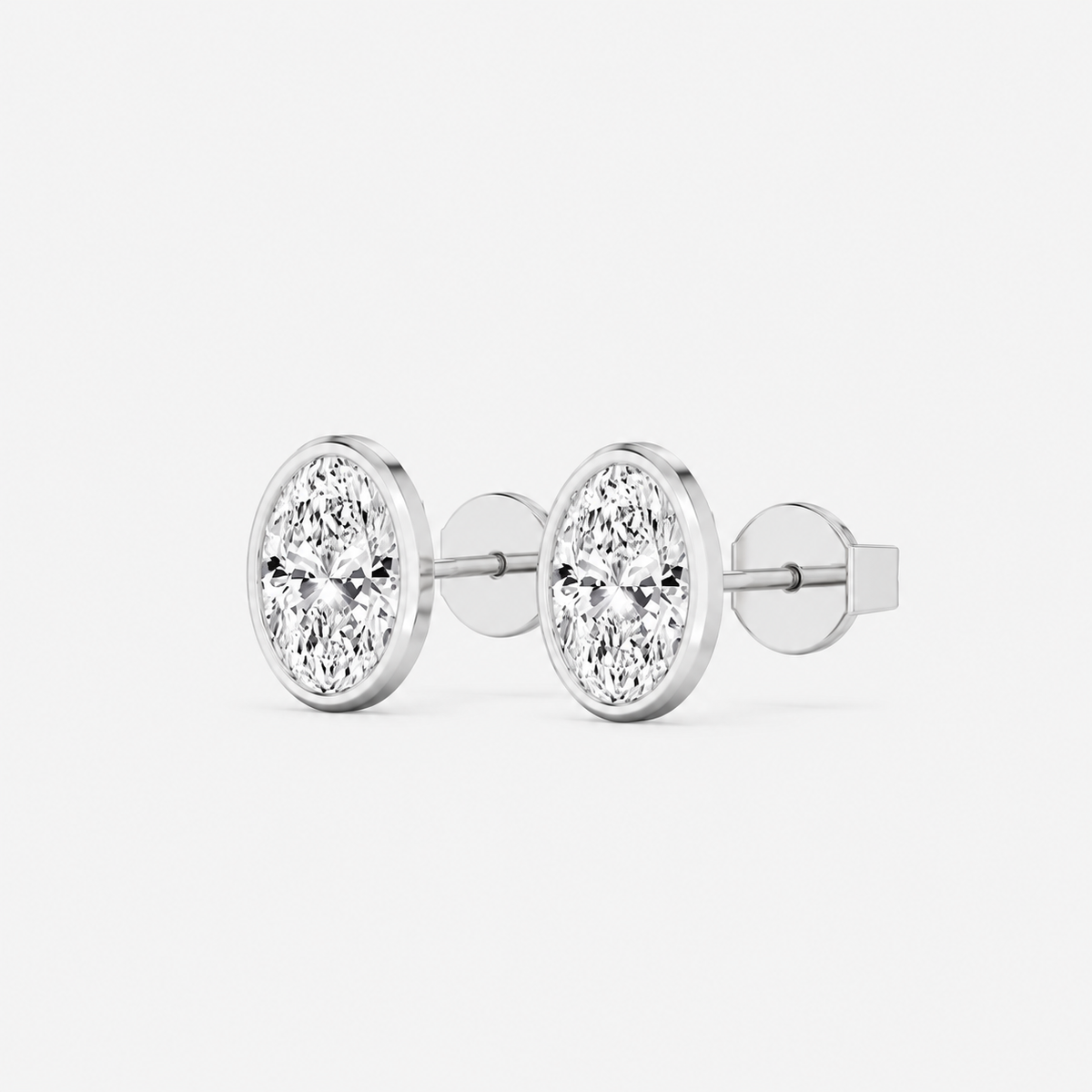 Lab-Grown Diamond Oval Cut Bezel Stud Earrings