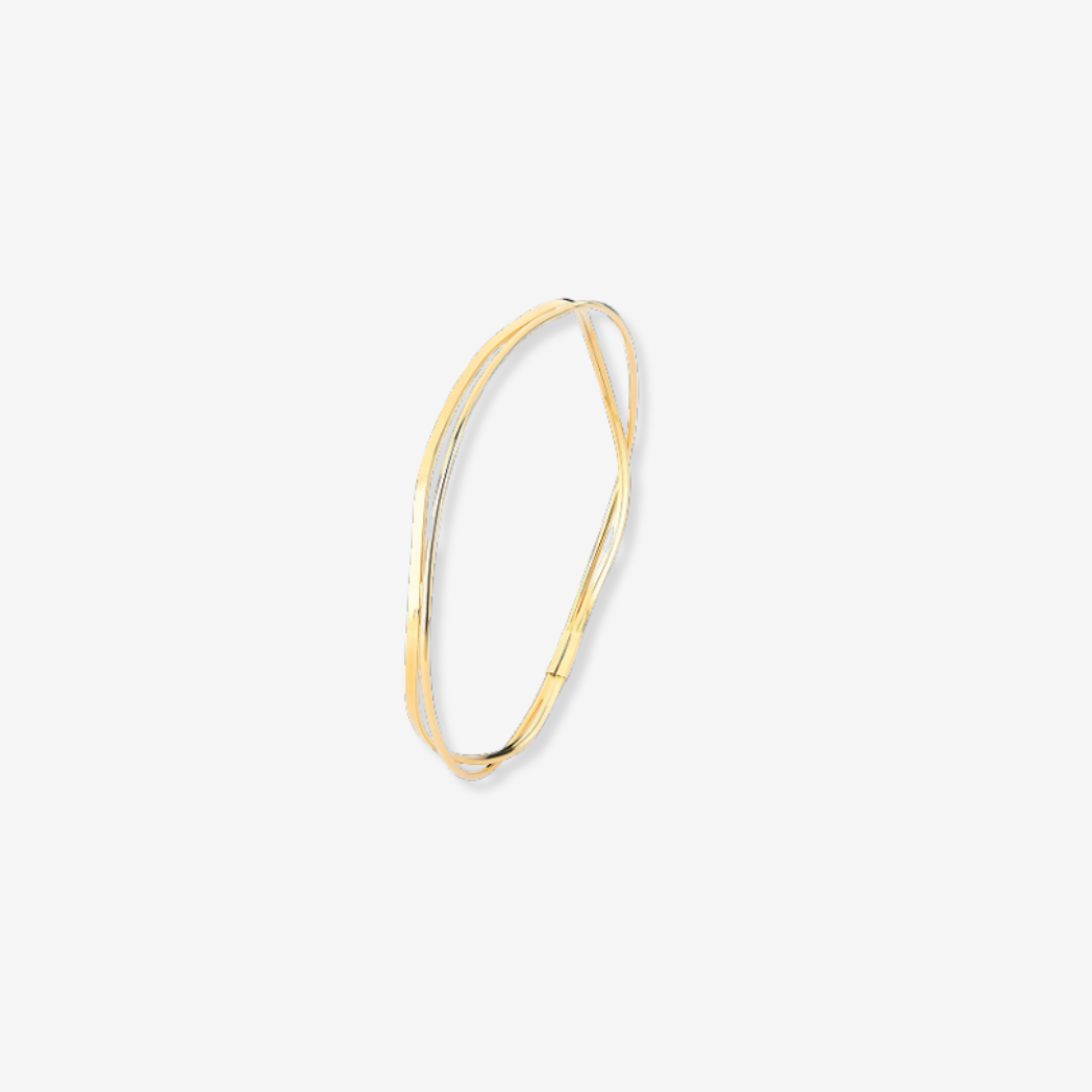 Wave Bangle in Solid 18ct Yellow Gold