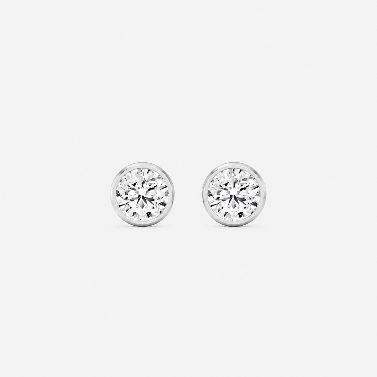 Lab-Grown Diamond Round Cut Bezel Stud Earrings
