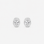 Lab-Grown Diamond Oval Cut Bezel Stud Earrings
