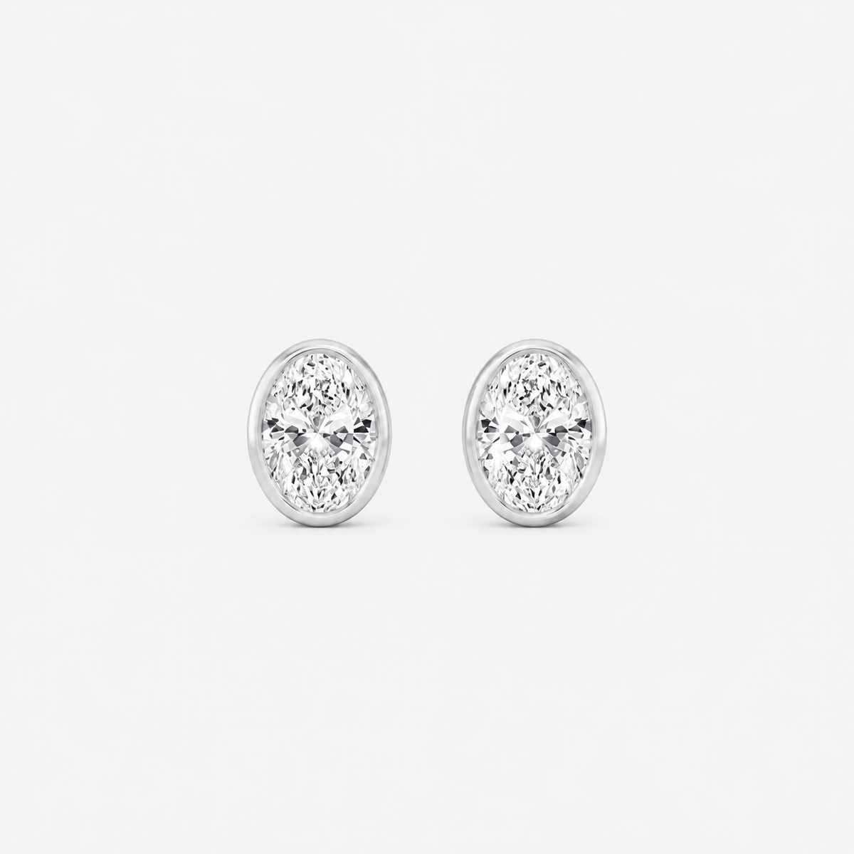 Lab-Grown Diamond Oval Cut Bezel Stud Earrings