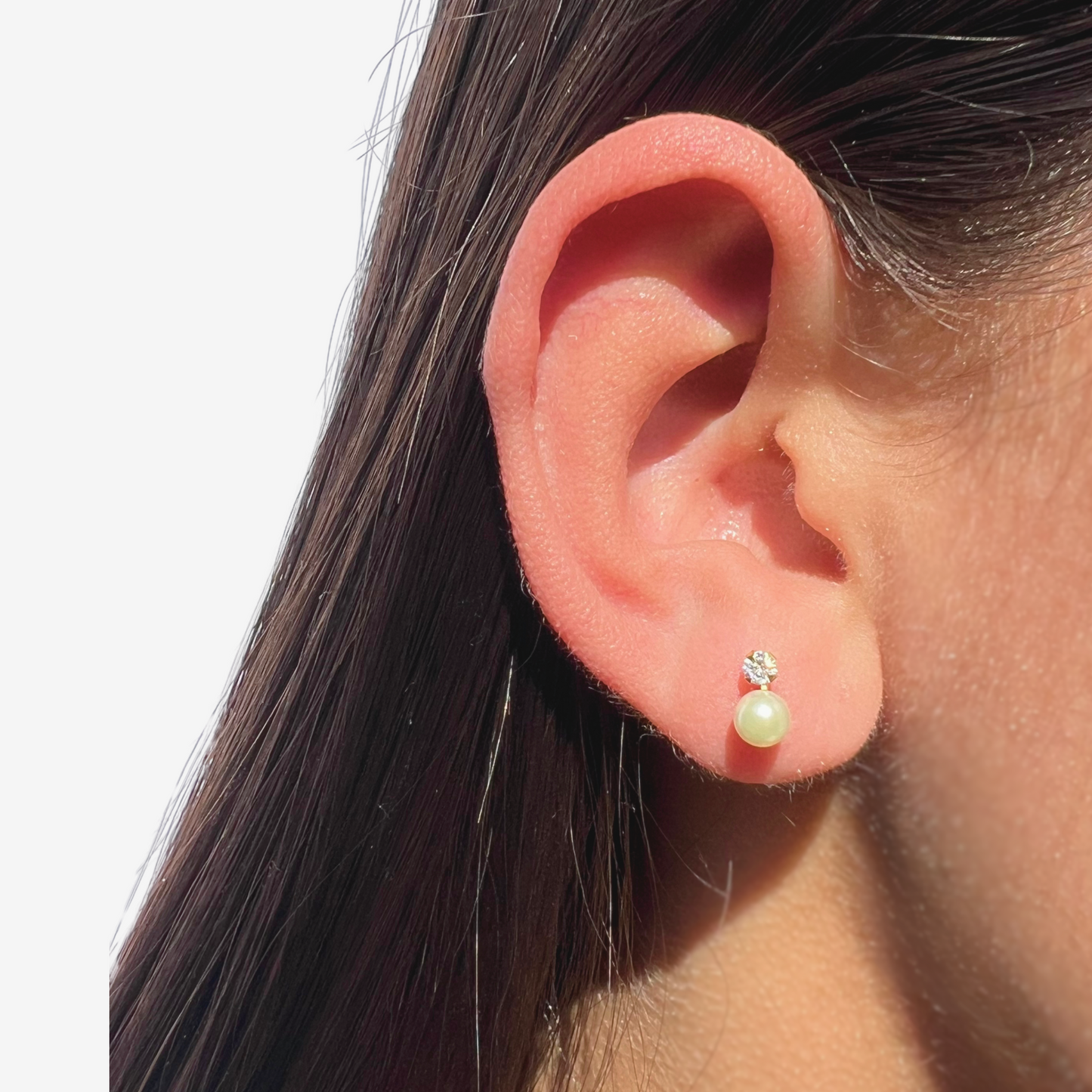Natural Pearl and Signature Zirconia Earrings – 18ct Yellow Gold