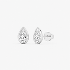 Lab-Grown Diamond Pear Cut Bezel Stud Earrings