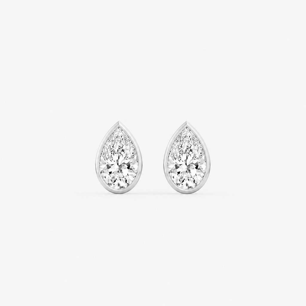 Lab-Grown Diamond Pear Cut Bezel Stud Earrings