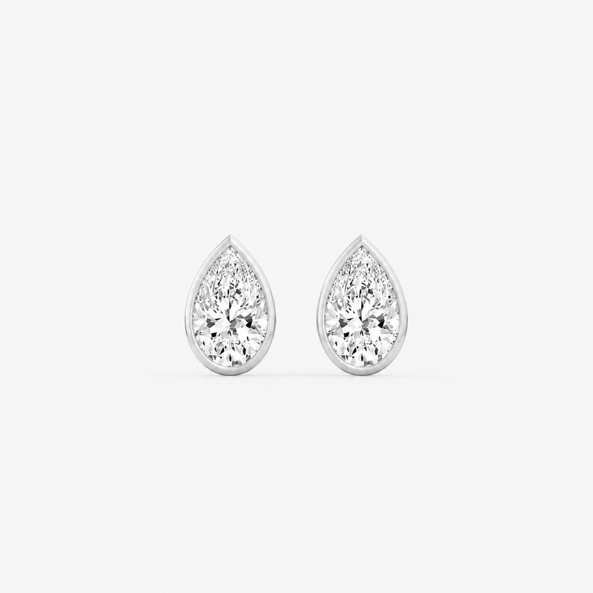 Lab-Grown Diamond Pear Cut Bezel Stud Earrings