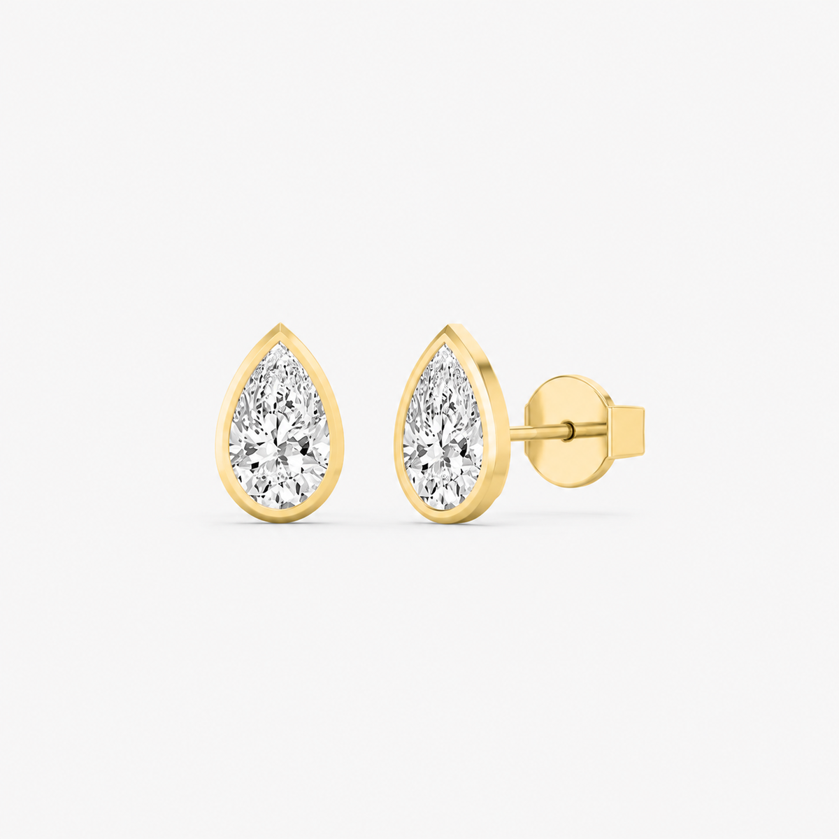 Lab-Grown Diamond Pear Cut Bezel Stud Earrings