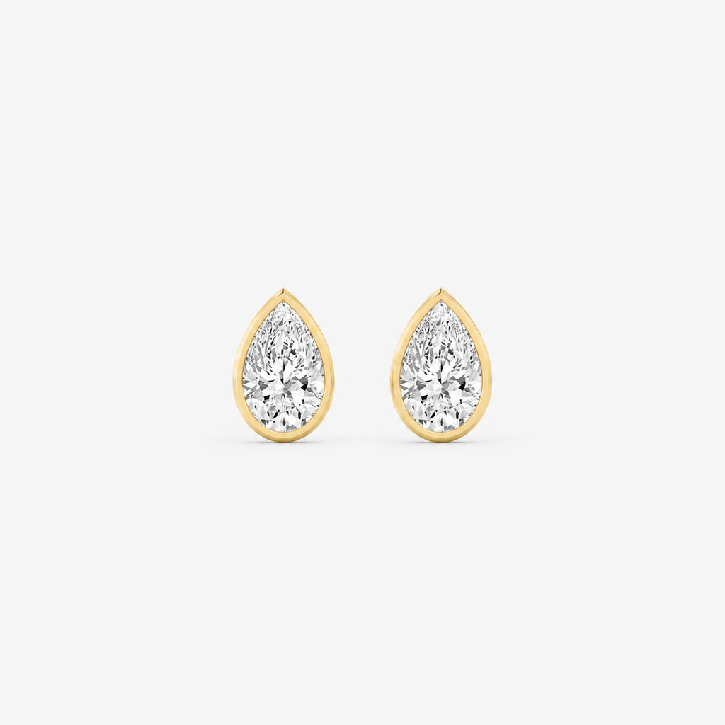 Lab-Grown Diamond Pear Cut Bezel Stud Earrings