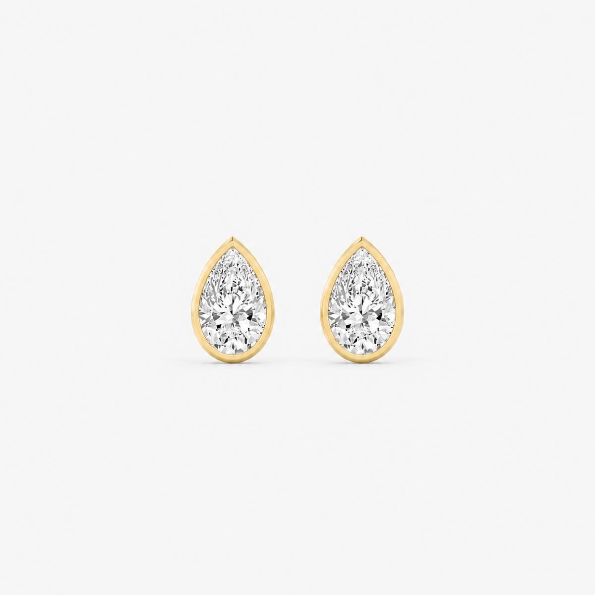 Lab-Grown Diamond Pear Cut Bezel Stud Earrings