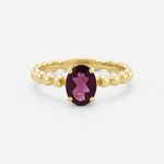 Rhodolite Garnet Oval Cut Ring - 9ct Yellow Gold