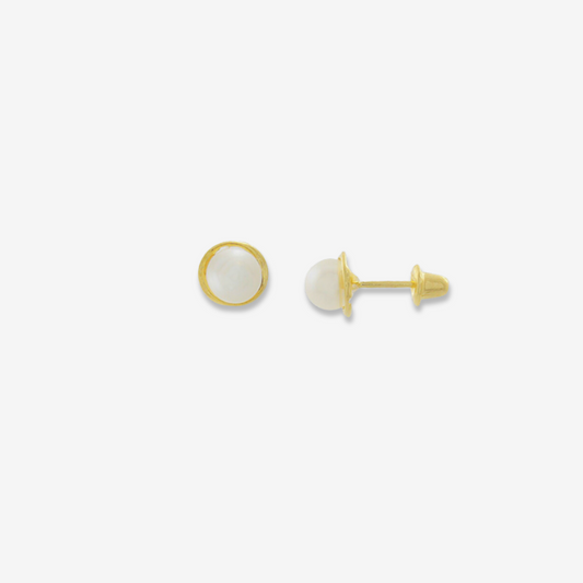 Pendiente de perla natural rococó en oro amarillo de 18 quilates de 3,5 mm