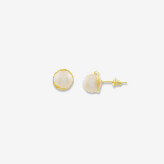 Pendiente de perla natural rococó en oro amarillo de 18 quilates de 6,5 mm
