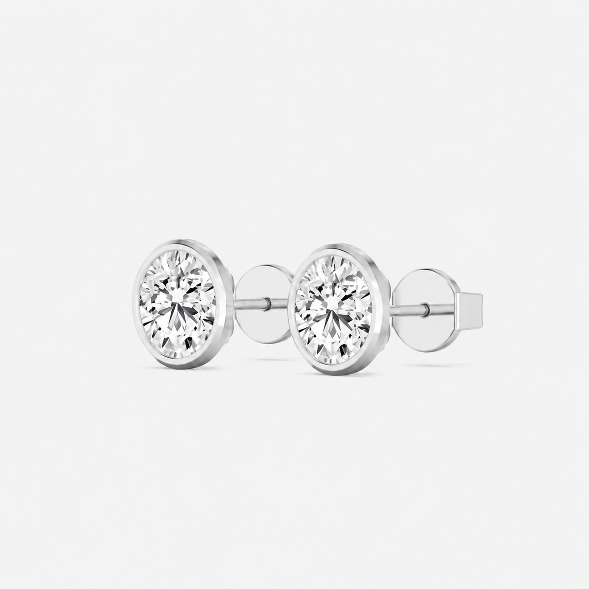Lab-Grown Diamond Round Cut Bezel Stud Earrings