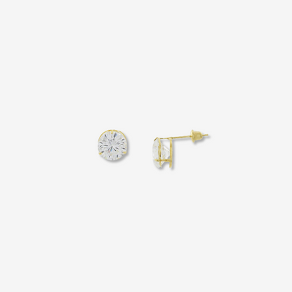 Solitaire Signature Zirconia Stud Earrings – 18ct Yellow Gold