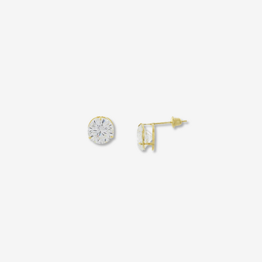 Solitaire Signature Zirconia Stud Earrings – 18ct Yellow Gold