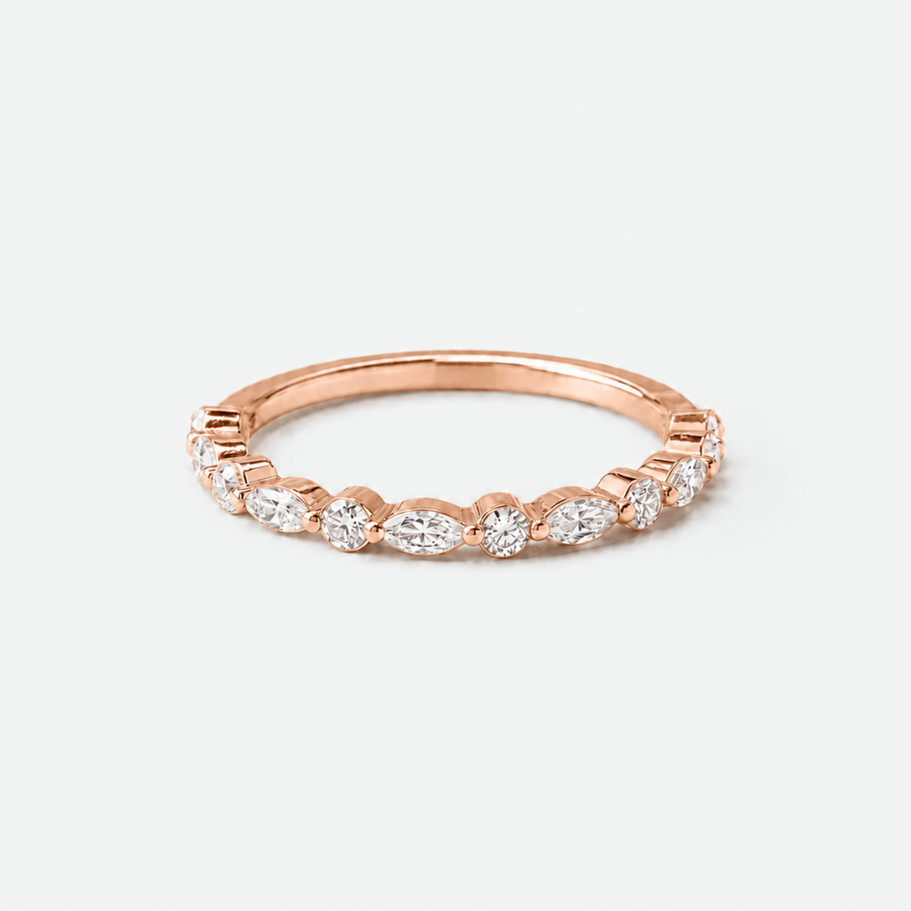 0.50ct Lab-Grown Diamond Marquise and Round cut Half Eternit Band