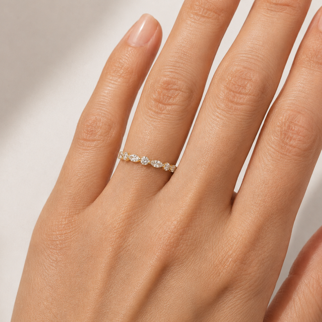 0.50ct Lab-Grown Diamond Marquise and Round cut Half Eternit Band