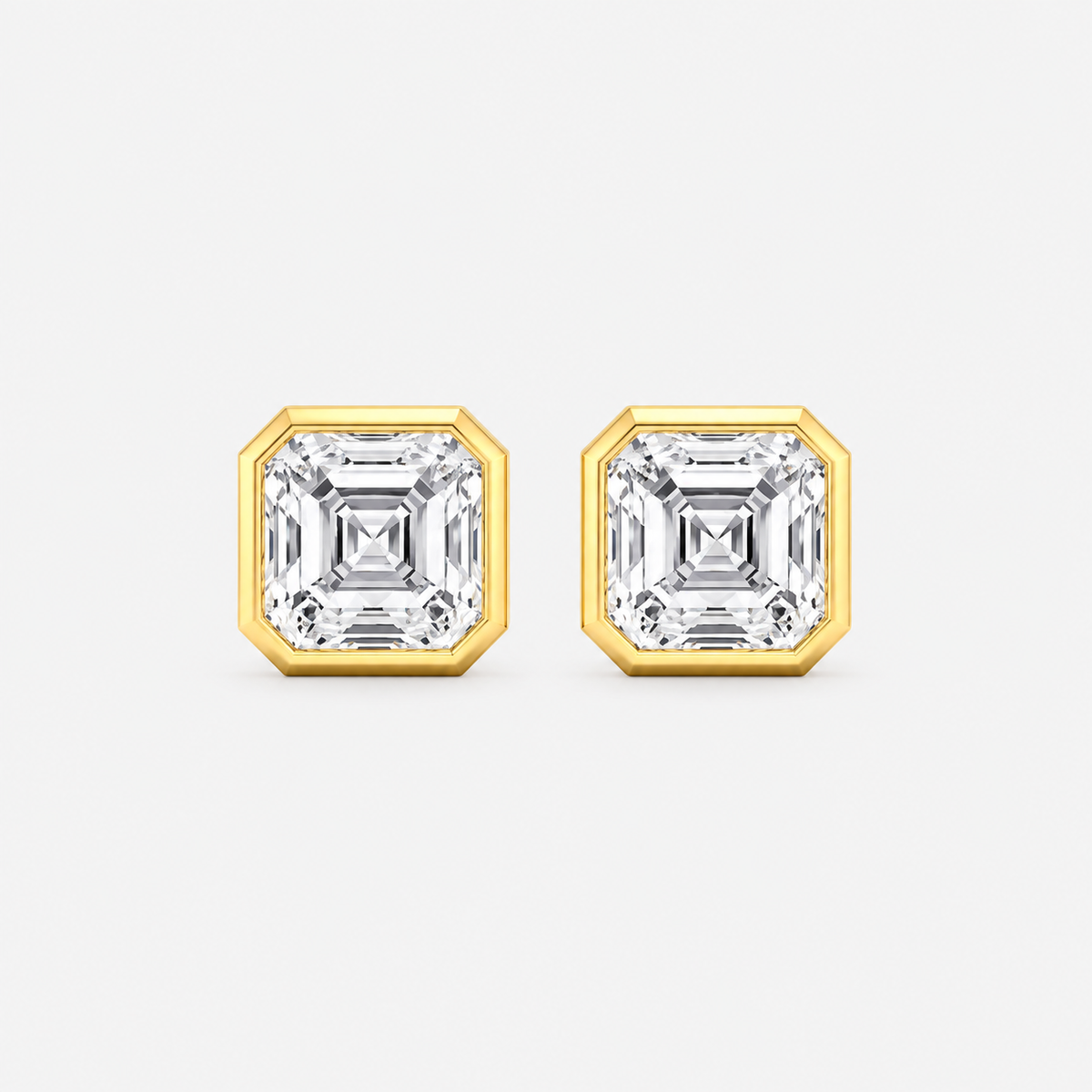 Lab-Grown Diamond Asscher Cut Bezel Stud Earrings