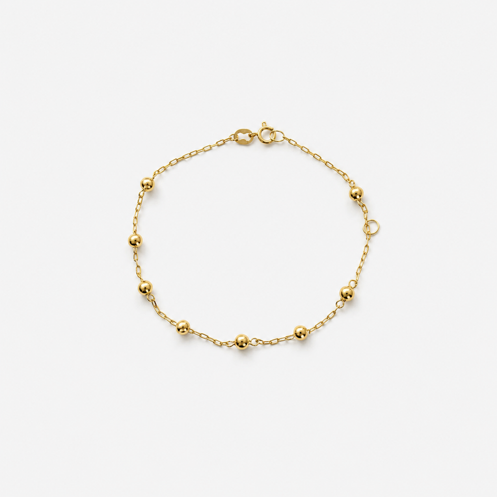 Kids Bead Bracelet 3mm – 18ct Solid Yellow Gold